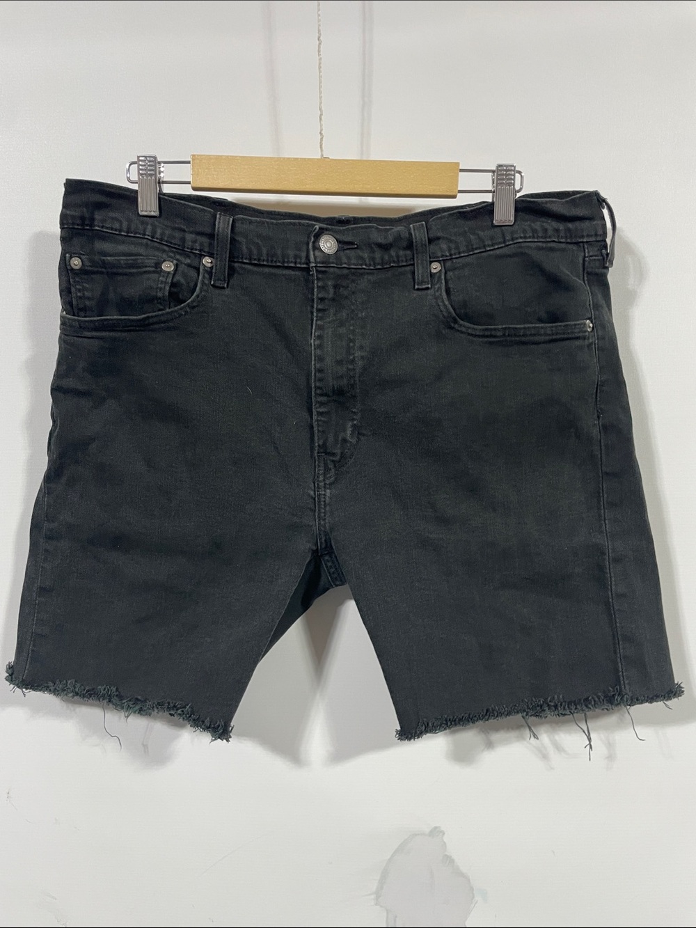 Levi's Black Frayed Hem Denim Cutoff Shorts